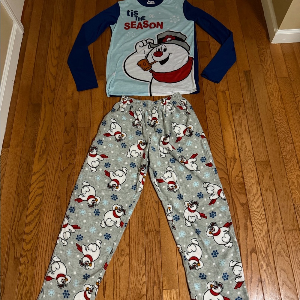 Kids Frosty the Snowman Pajama Set - Blue and Gray